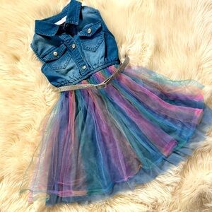 Bonnie Jean Denim and Tulle Dress (size 4)